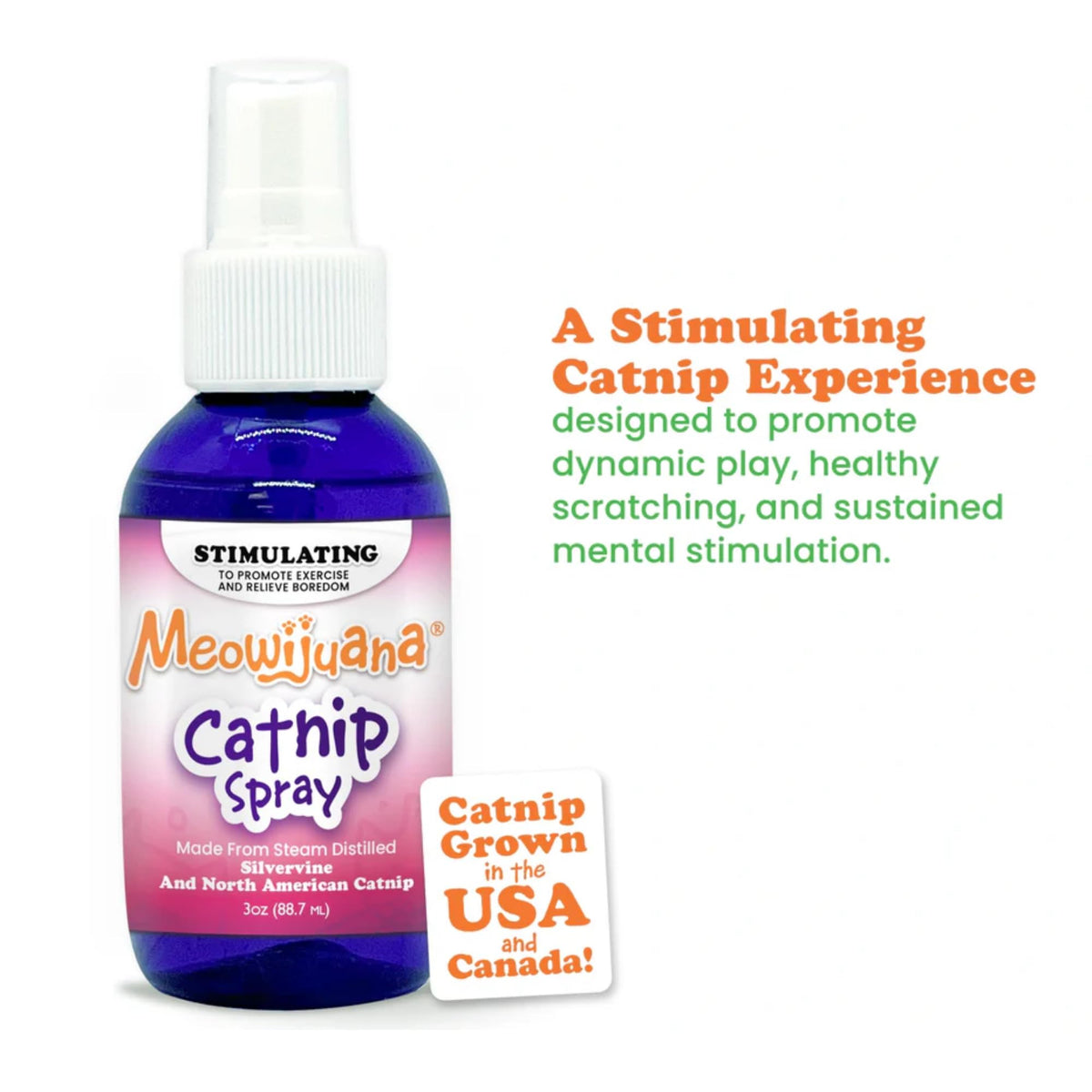 Meowijuana Catnip & Silvervine Spray Trio on beds refreshes sleepy cats.