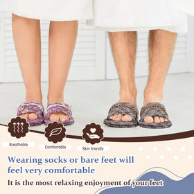 Mepase blue open-toe slippers provide breathable ease for visitors