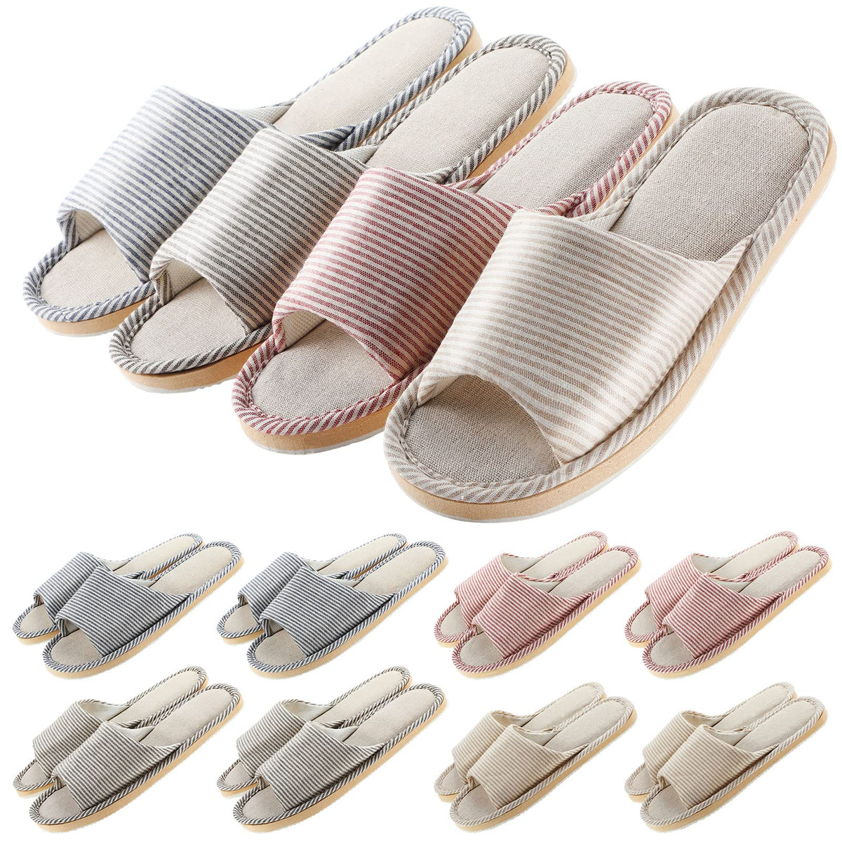 Mepase open-toe spa slippers in red with breathable comfort for guests