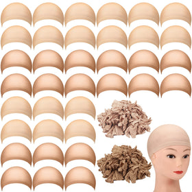 Mepase nylon wig cap in brown with elastic closeup for secure placement