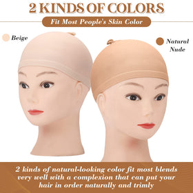 Mepase nylon wig cap in light brown with elastic closeup for comfort