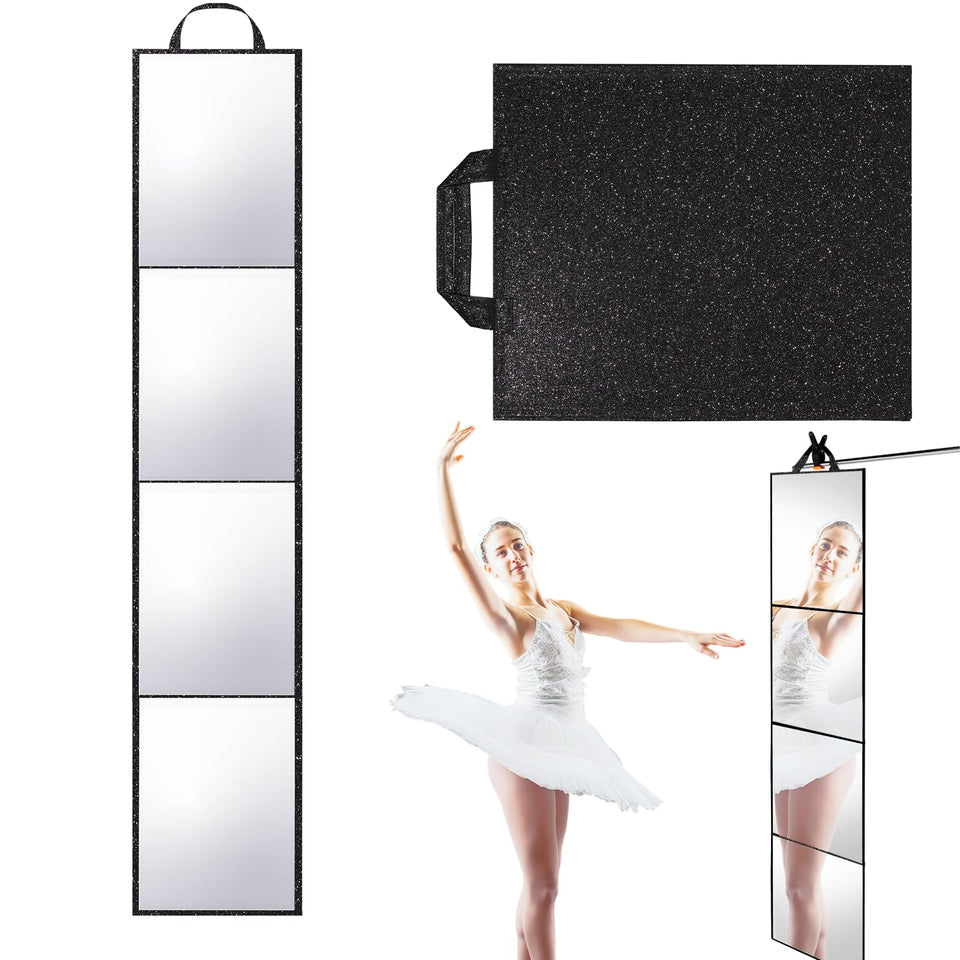 MEPIG foldable full-length mirror with handle, closed for easy portability.