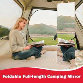 MEPIG tri-fold mirror showing wall-mount and tabletop setup.