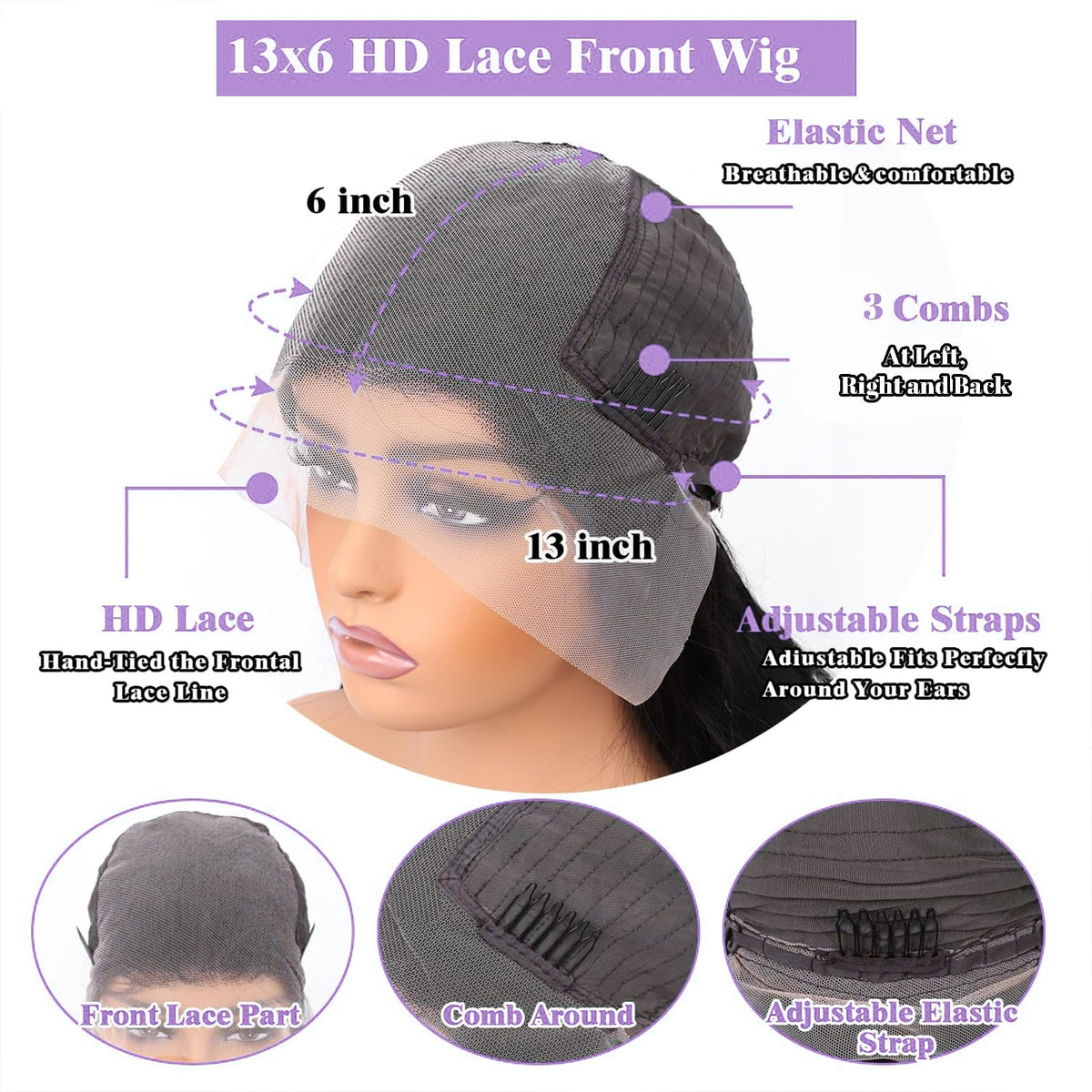 Mepurer 200-density deep-wave wig adds fullness and natural movement.