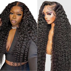 Mepurer 26-inch deep wave wig with baby hair front view for natural styling.