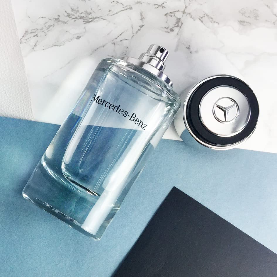 Mercedes-Benz For Men on shelf display signals a premium fragrance choice.