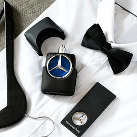 Mercedes-Benz Man sleek black packaging reflects premium branding.