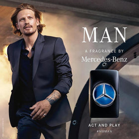 Mercedes-Benz Man branding with three-pronged star symbolizes prestige.