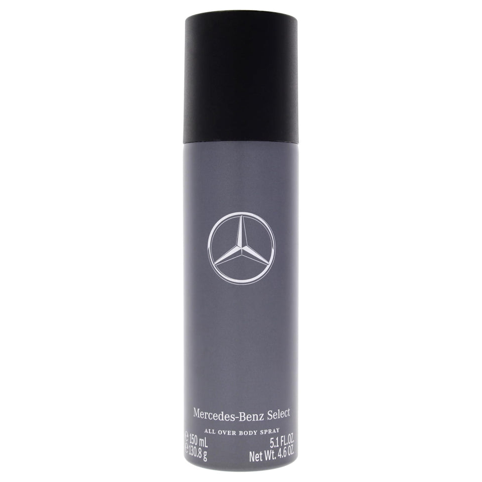 Mercedes-Benz Select all-over body spray bottle delivering long-lasting daily freshness.