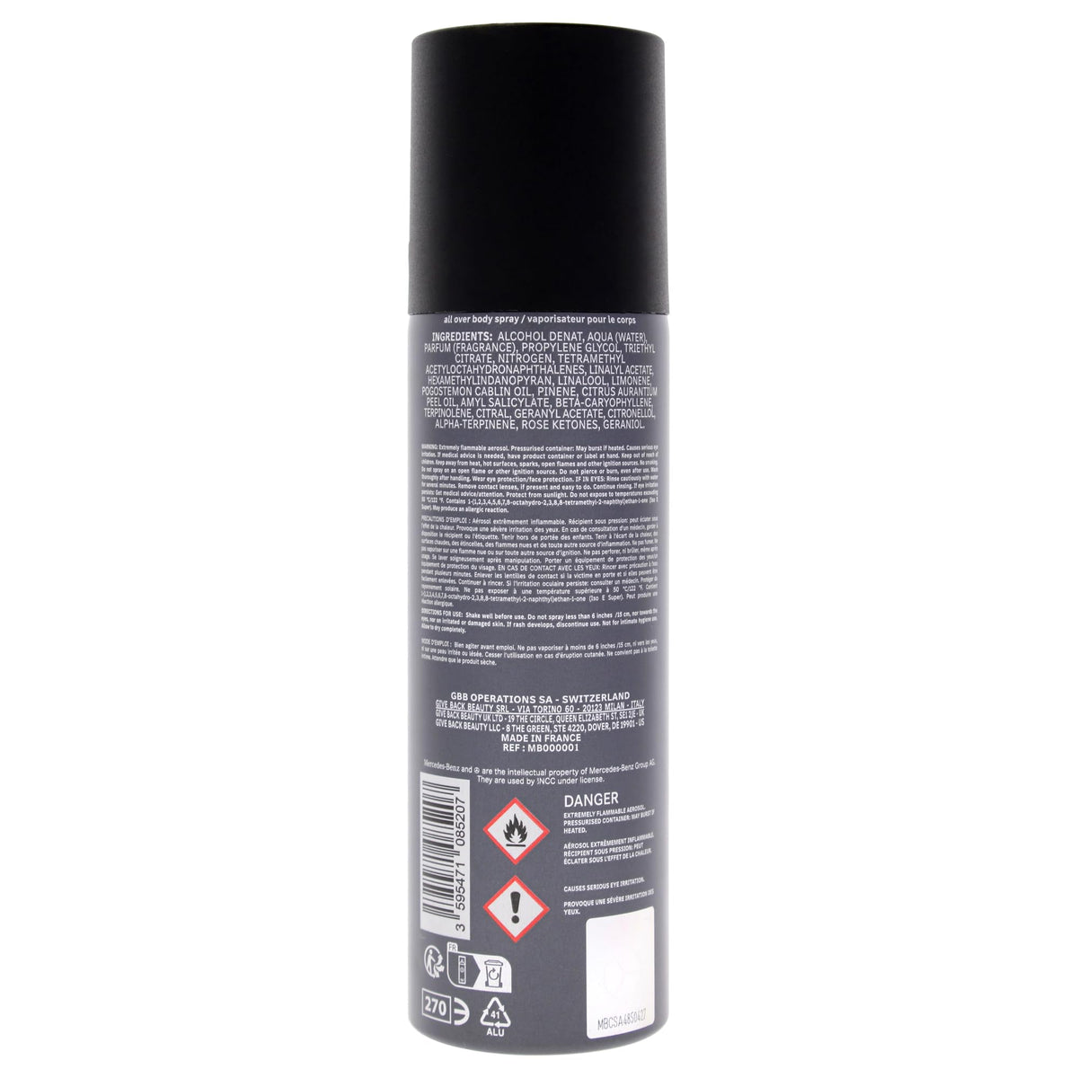Mercedes-Benz Select body spray mist-dispense for a quick post-workout lift.