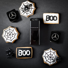 Mercedes-Benz Select Night spray mist suggests travel-friendly convenience.