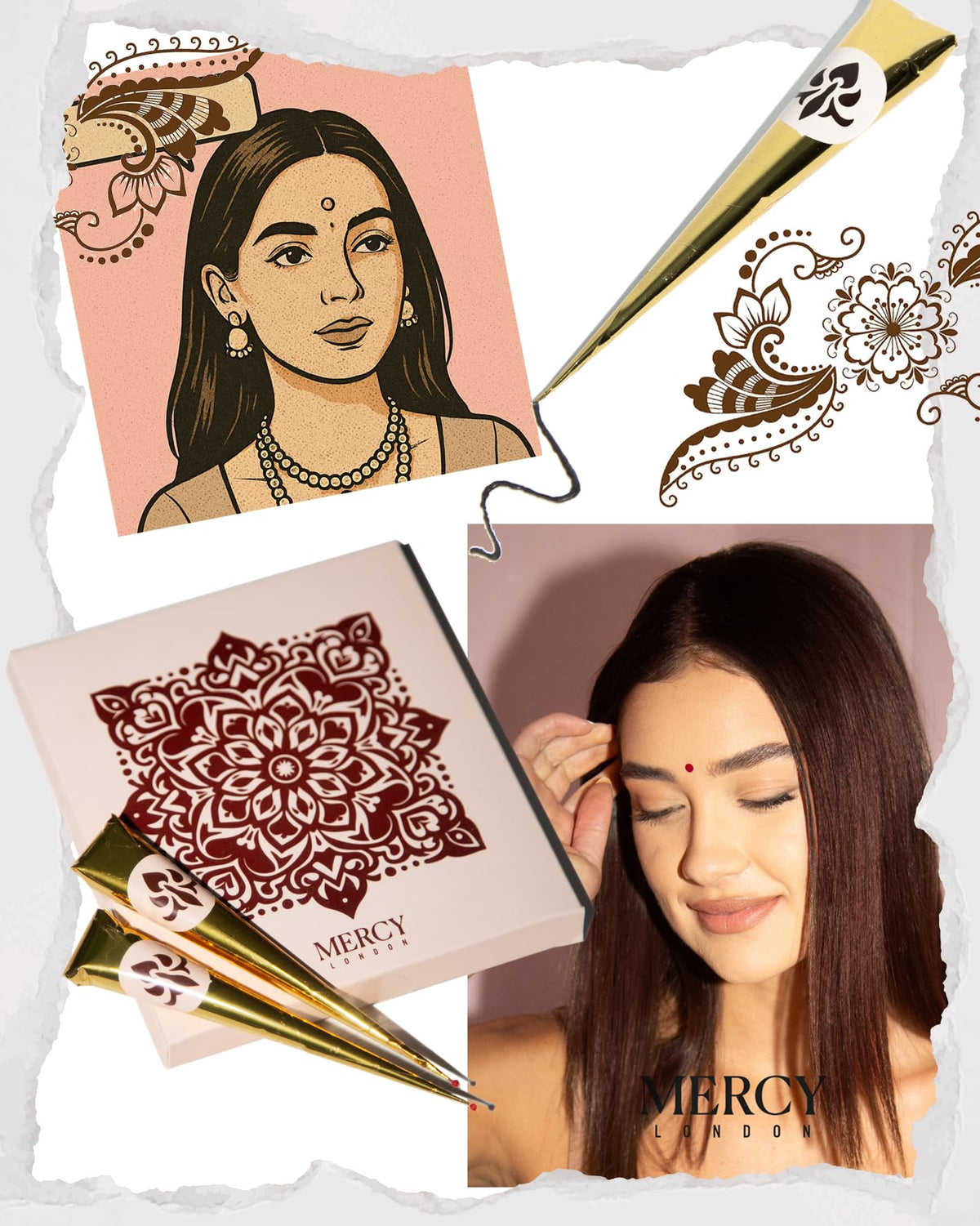 MERCY LONDON Henna Cones drying time shown, color deepens over 48 hours.