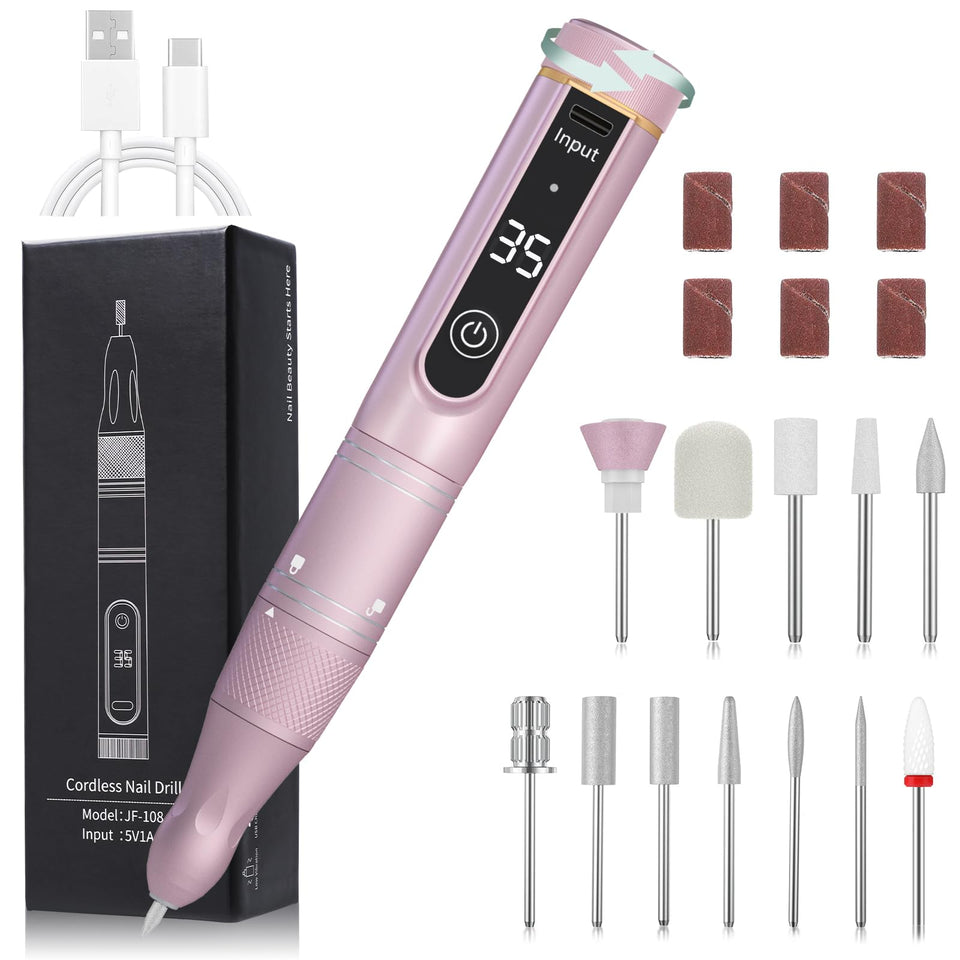 Meremit cordless nail drill with LCD display for precise speed control