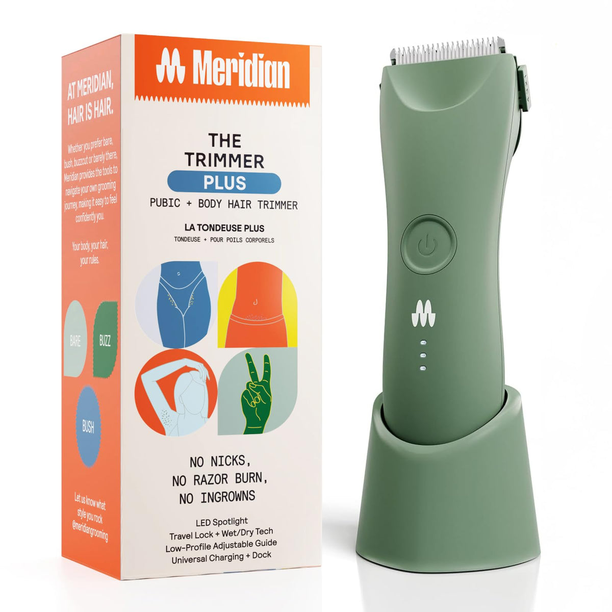 Meridian Trimmer Plus closeup showing LED light for precise grooming