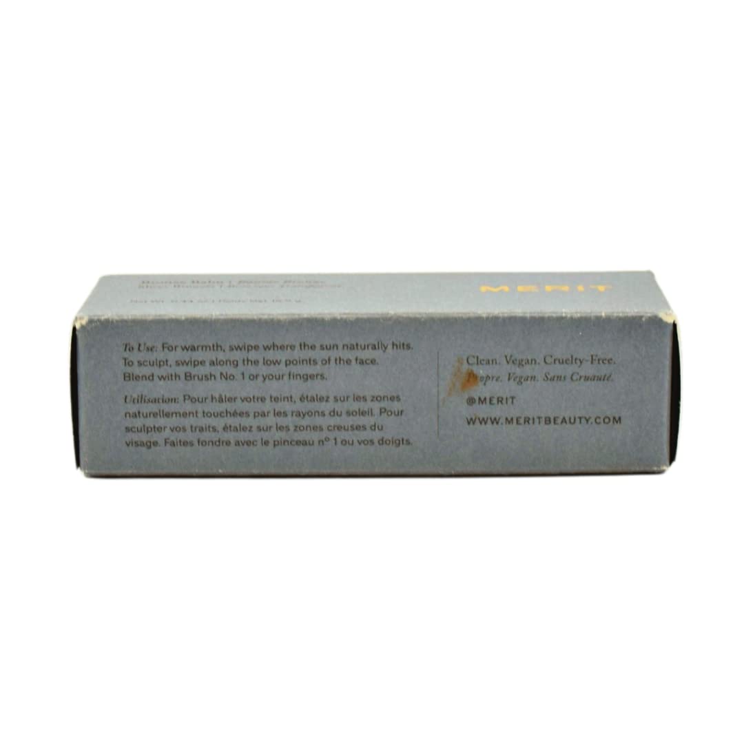 Merit Bronze Balm Quince packaging closeup highlights portable design.