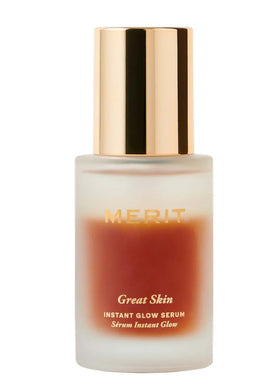 Merité Instant Glow Serum bottle highlighting hydrating formula for radiant skin