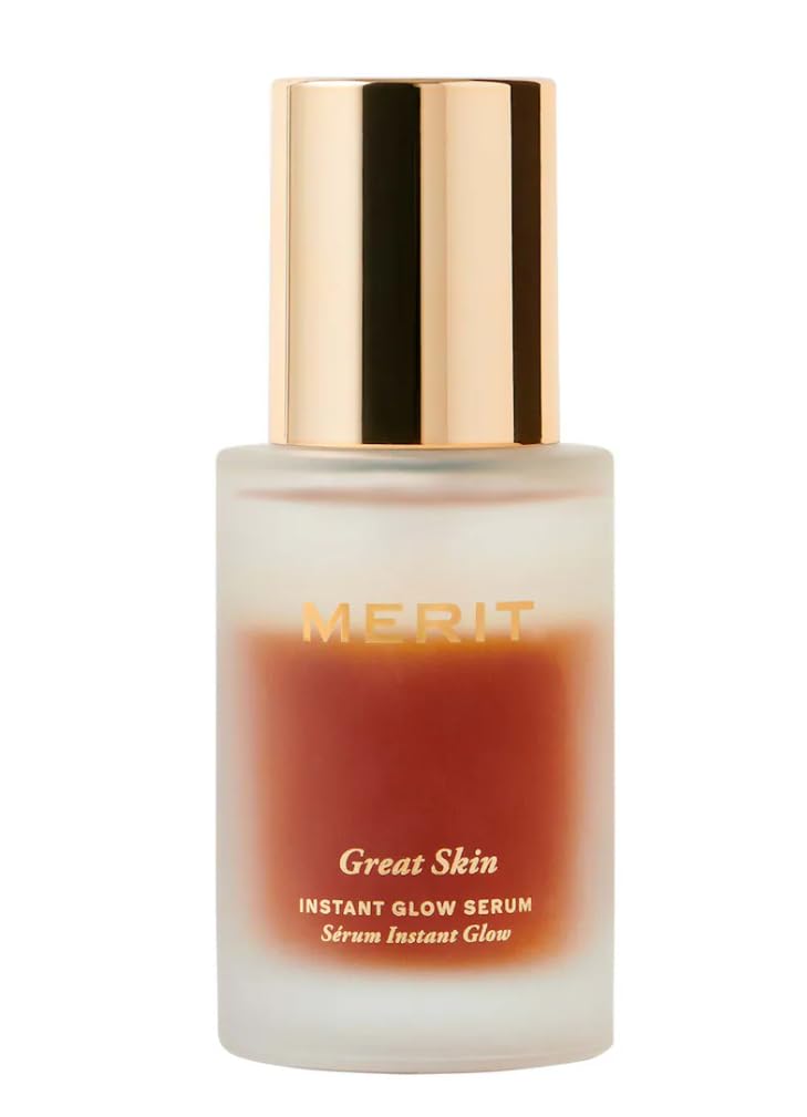 Merité Instant Glow Serum bottle highlighting hydrating formula for radiant skin