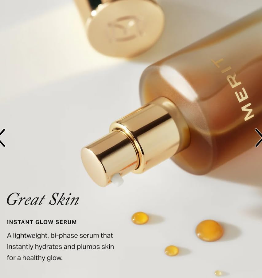 Merité Instant Glow Serum texture close-up showing weightless, non-greasy feel