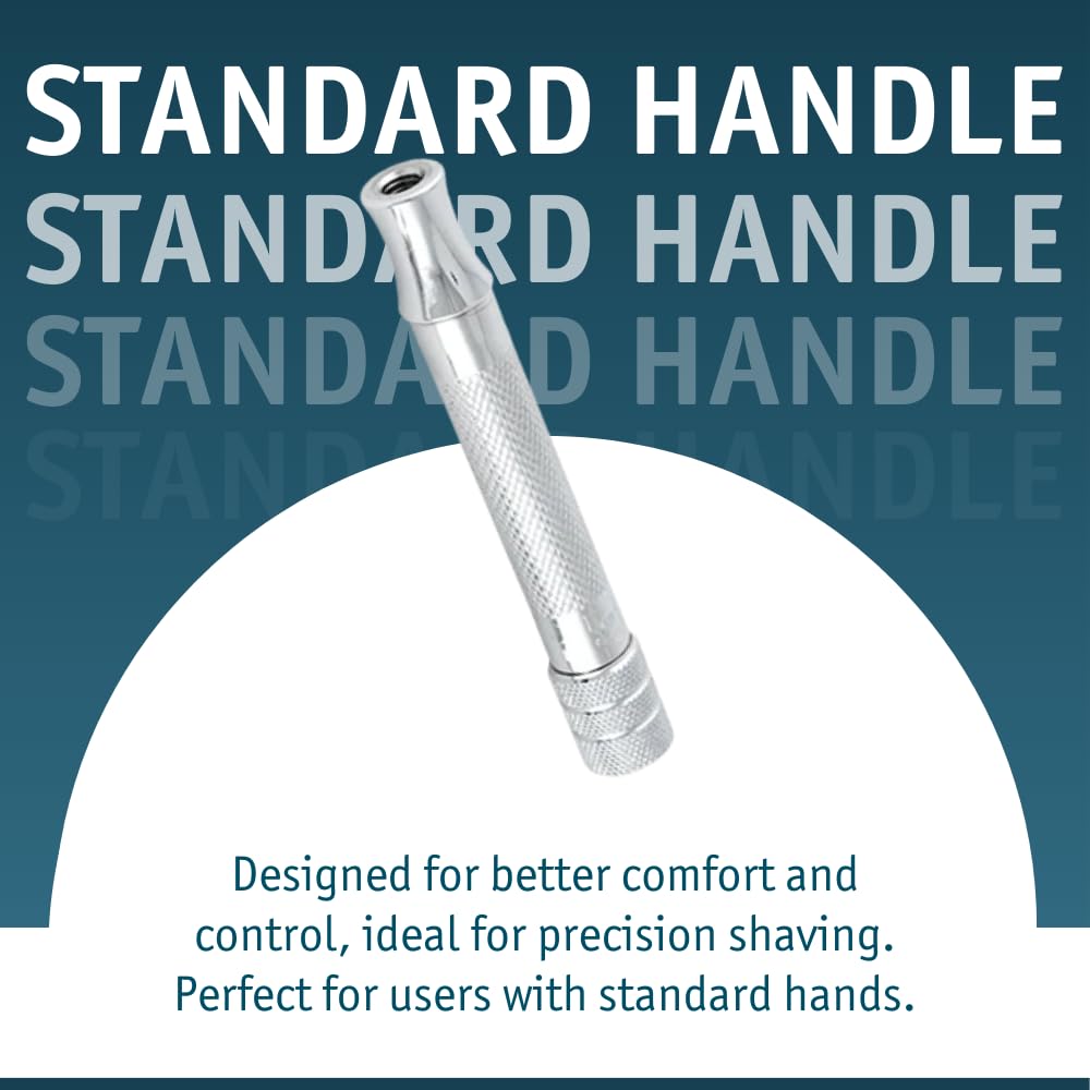 Bright chrome finish on Merkur razor for durability and shine.