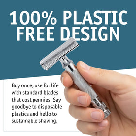 MERKUR 37C glossy chrome finish shines during daily shaves for a premium feel.