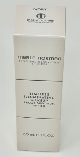 Merle Norman Timeless Illuminating Makeup Ivory brush application demonstrating buildable coverage.