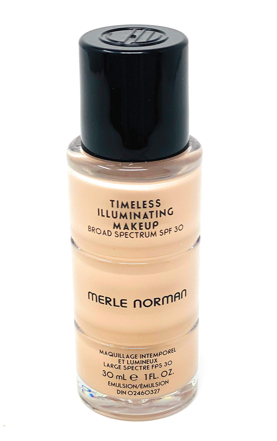 Merle Norman Timeless Illuminating Makeup Ivory glow swatch showing luminous finish.
