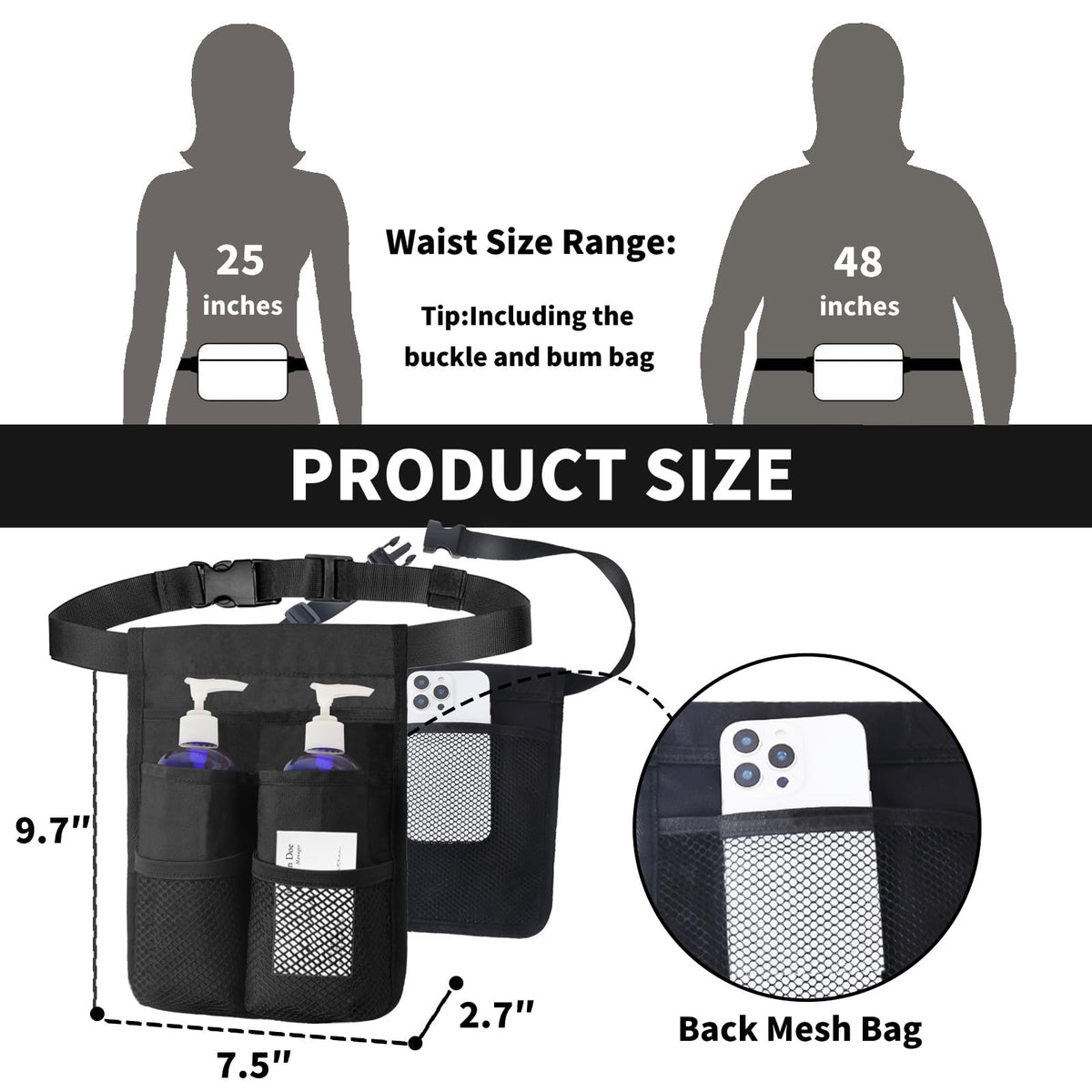 Merleu Massage Bottle Holster adjustable belt keeps gear within reach while moving