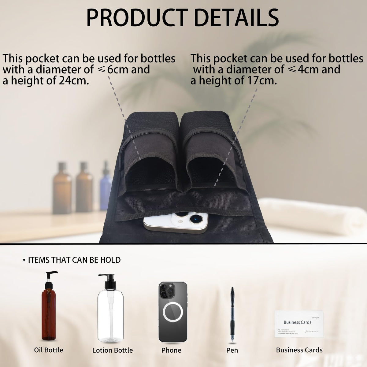 Merleu Massage Bottle Holster back pocket stores valuables securely during visits