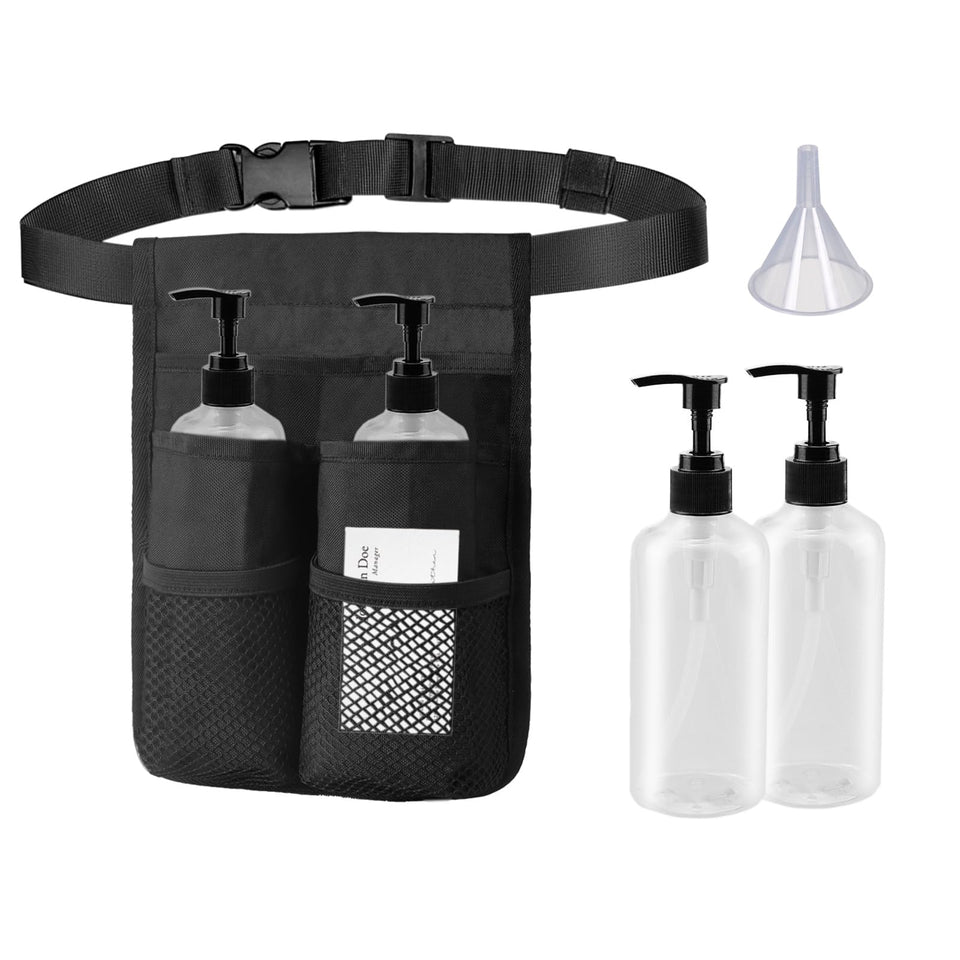 Merleu massage bottle holster in box for easy setup and tidy workspace.