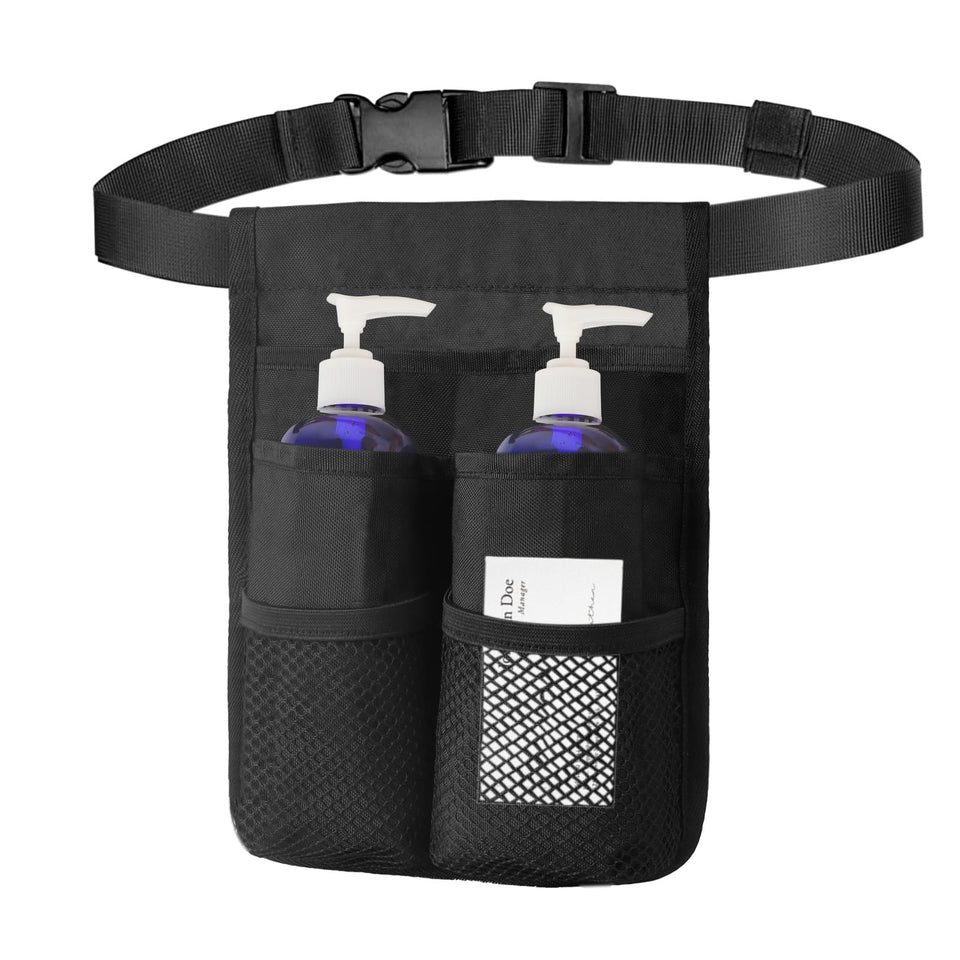Merleu Massage Bottle Holster front pocket view for quick access during sessions