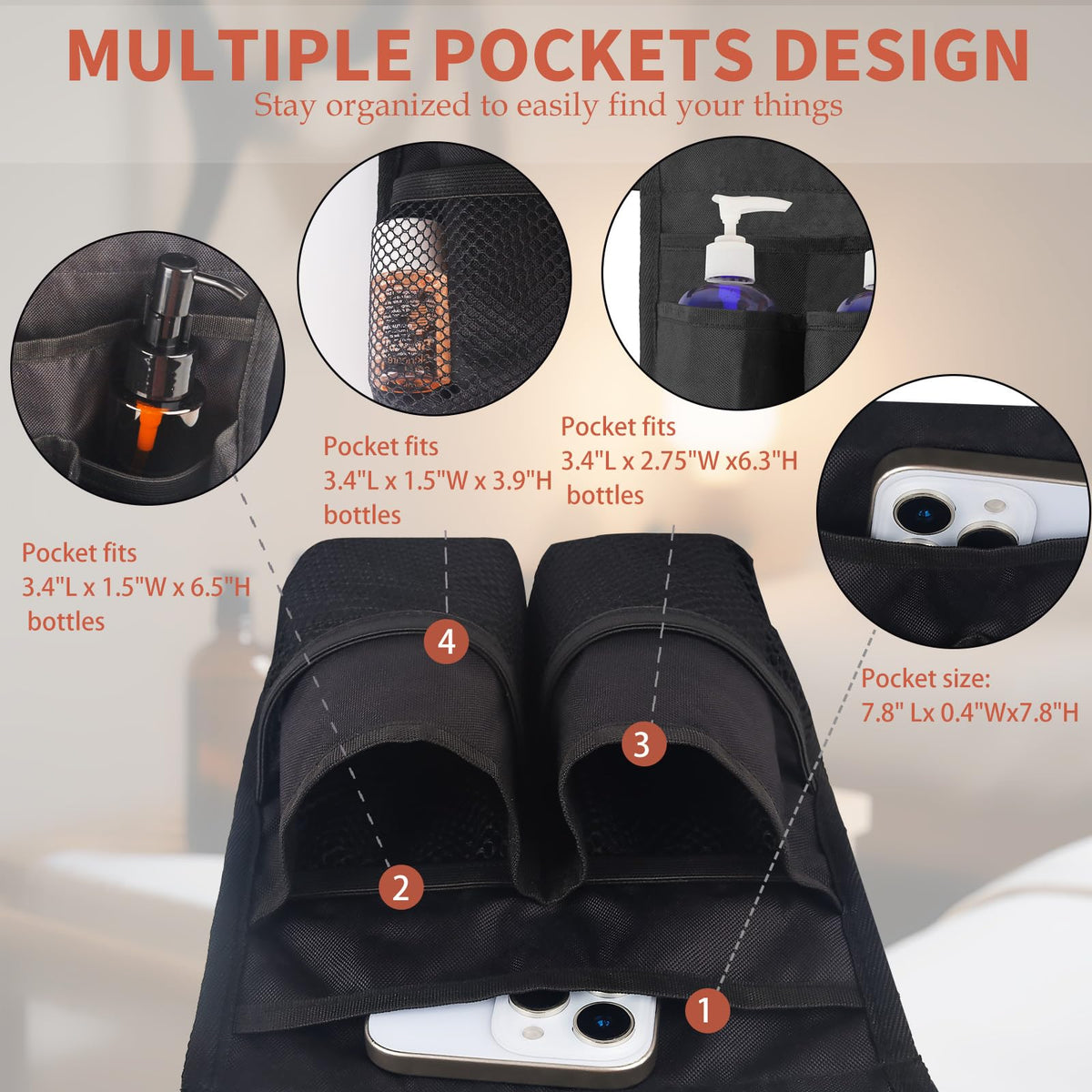 Merleu Massage Bottle Holster oil pockets securely hold standard bottles for easy reach