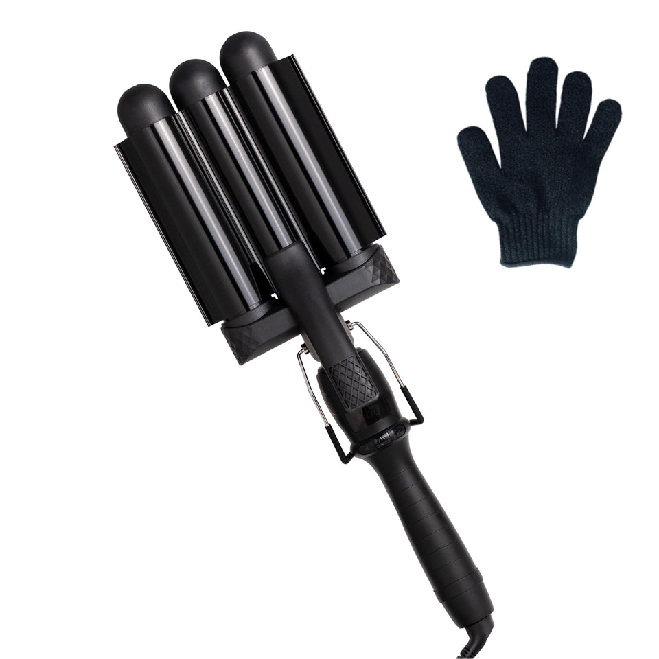 Mermade PRO Hair Waver 1.25-inch three-barrel black creates big beachy waves.