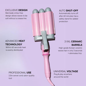 Mermade PRO Hair Waver waves demo showing beachy texture
