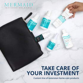 Mermaid Extension Care hydrating ingredients graphic suggests moisture for active lifestyles