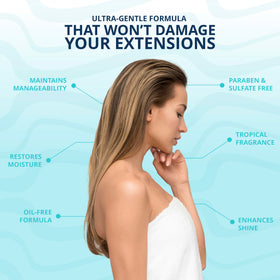 Mermaid Extension Care on-the-go scene showing a practical hair care routine away from home