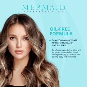 Mermaid Extension Care travel duo conditioner bottle detangles and protects extensions while traveling