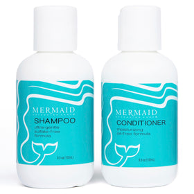 Mermaid Extension Care travel duo shampoo bottle for extensions on the go, sulfate-free and gentle