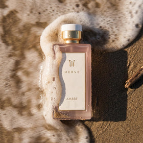 Merve Ambre perfume packaging box with brand name and scent cues