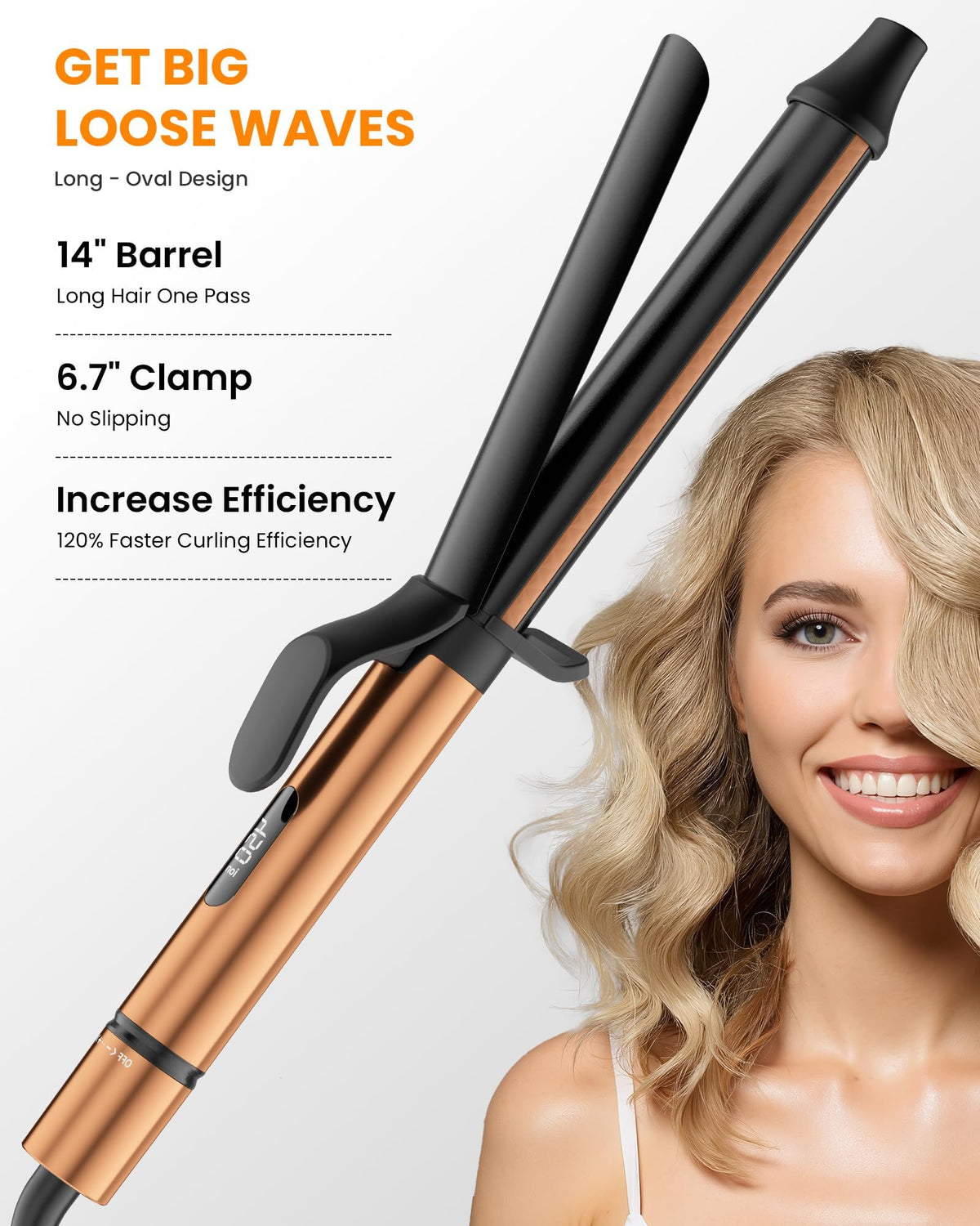 MESCOMB 8-heat-settings curling iron for tailored control