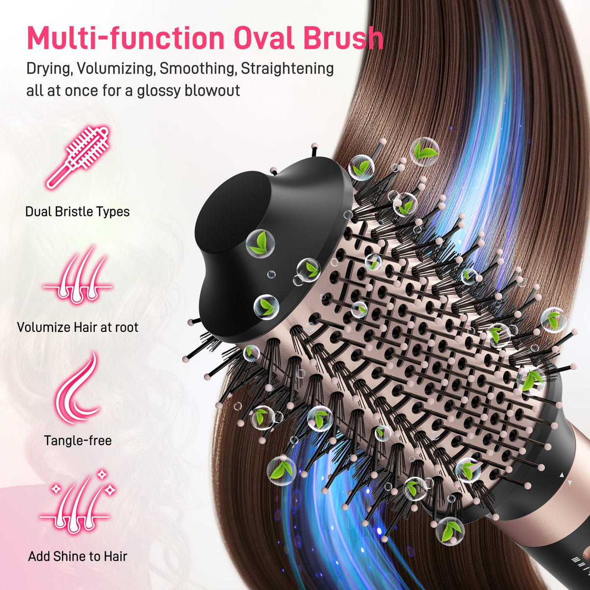 MESCOMB anti-frizz ions reduce static and add shine.