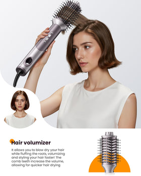 MESCOMB negative ions reduce frizz and static for shine.
