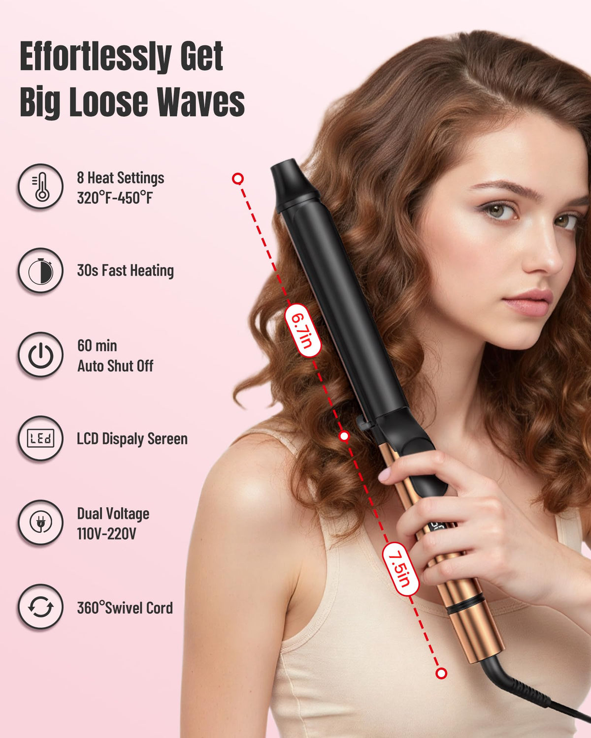 MESCOMB oval barrel design enables natural-looking waves with easy wrapping.