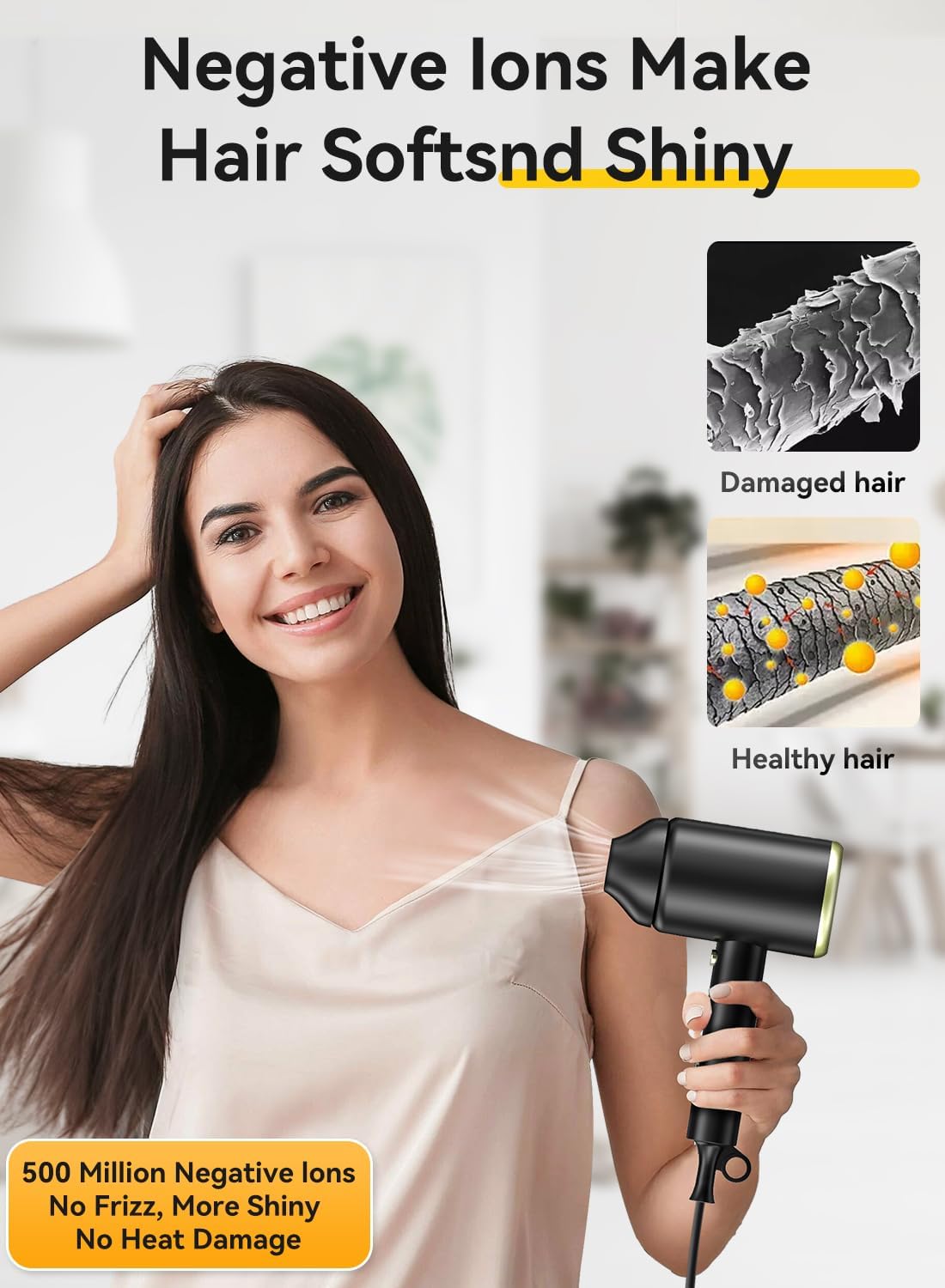 MESHEEN ultra quiet hair dryer at 65dB for discreet styling