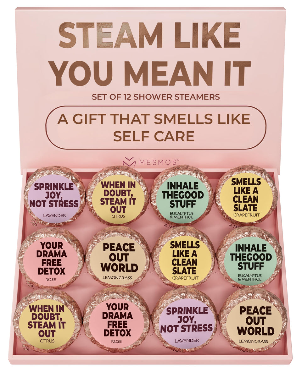 MESMOS 12-assorted shower steamers boxed set for mindful self-care