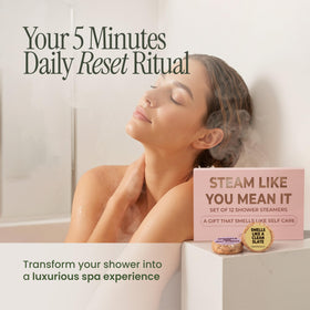 MESMOS lavender shower steamer releasing calming fragrance in the shower