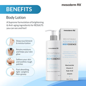 Texture swirl on Mesoderm RX Advanced BodyEssence suggesting smooth, even application for radiant skin.