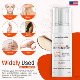 Mesoderm RX sunscreen protection on face in daylight setting.