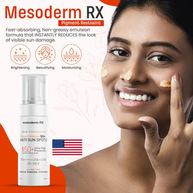 Mesoderm RX Pigment Restraint texture close-up shows light, non-greasy finish.