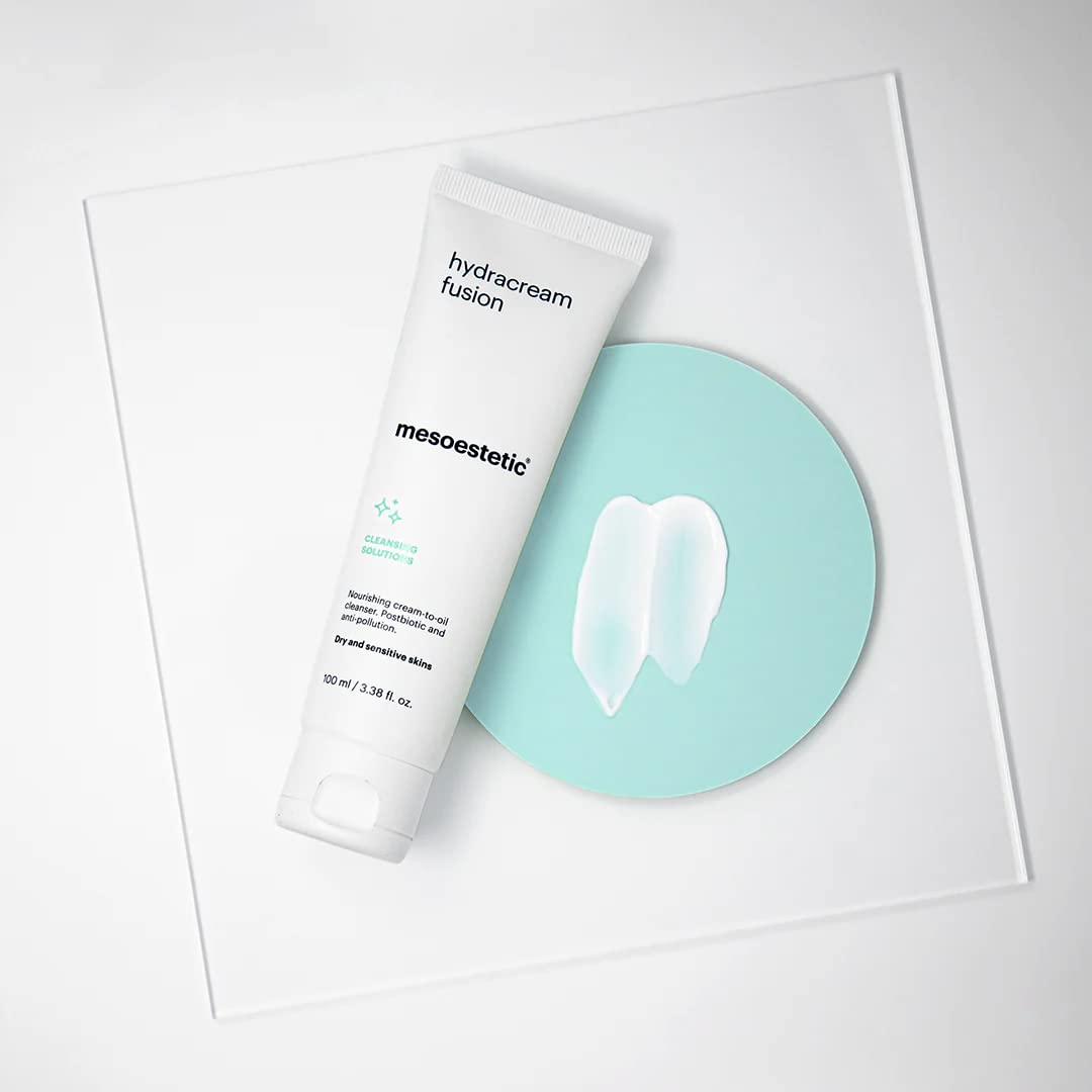 Mesoestetic Brightening Foam close-up showing rinse-ready foam texture