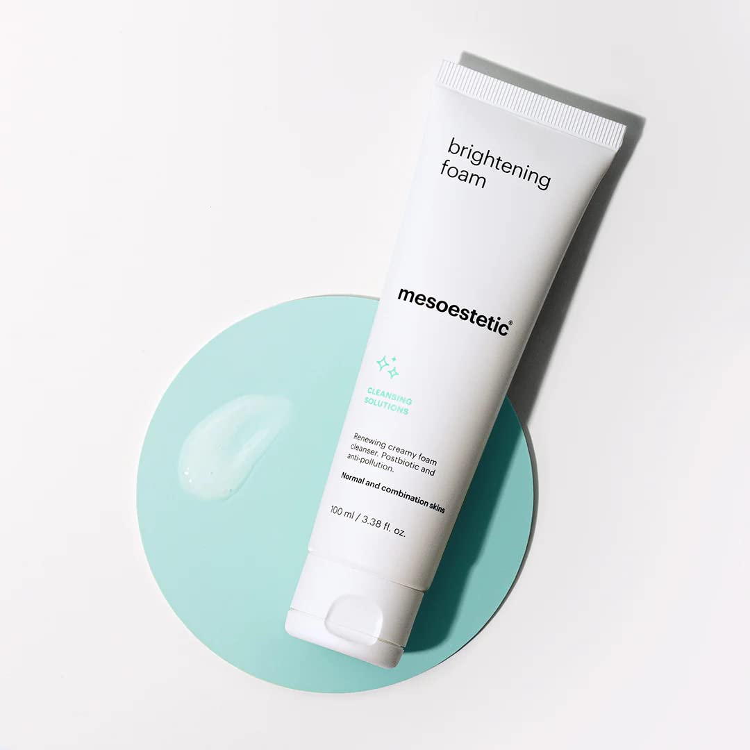 Mesoestetic Brightening Foam daily routine image suggesting morning cleanse